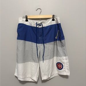 MLB Chicago Cubs Baseball Logo Blue & White Swim Trunks